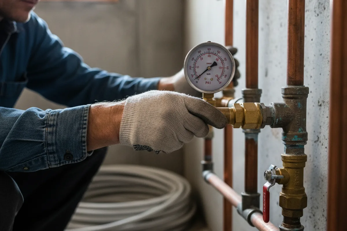 Pressure testing a repaired line during Water Line Repair in Moro